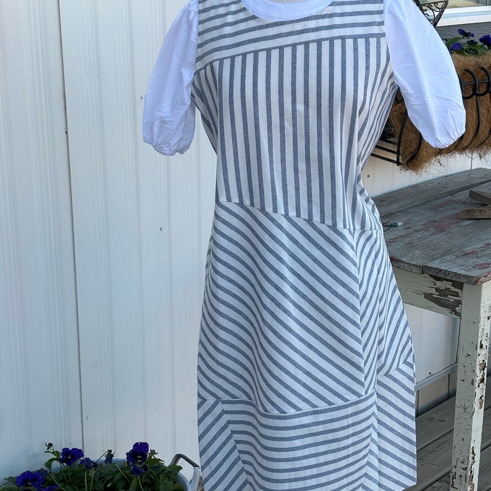 Farmers Market Pinafore/Jumper Blue and White Cotton